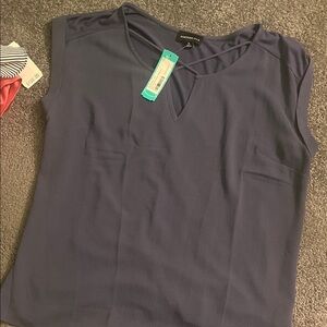 Nine West Deep Blue Sleeveless Blouse